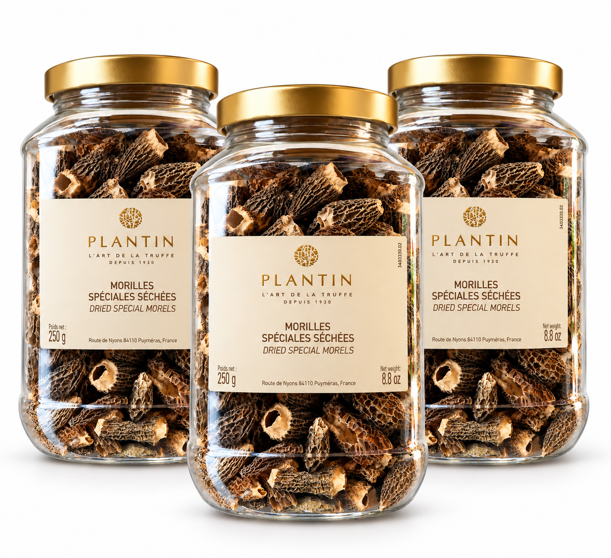 Lot de 3 pots de morilles séchées Plantin 250 g